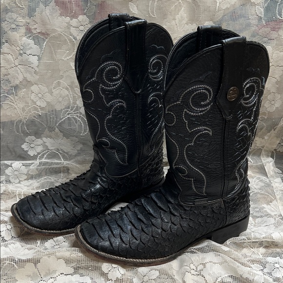 Black Western Cowboy Boots PYTHON - MEN'S EXOTIC COWBOY BOOTS